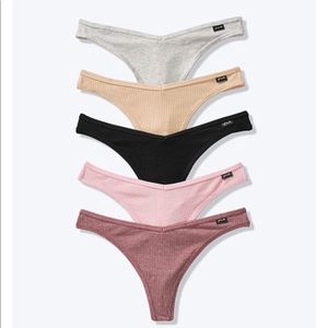 5-PACK COTTON RIB THONGS